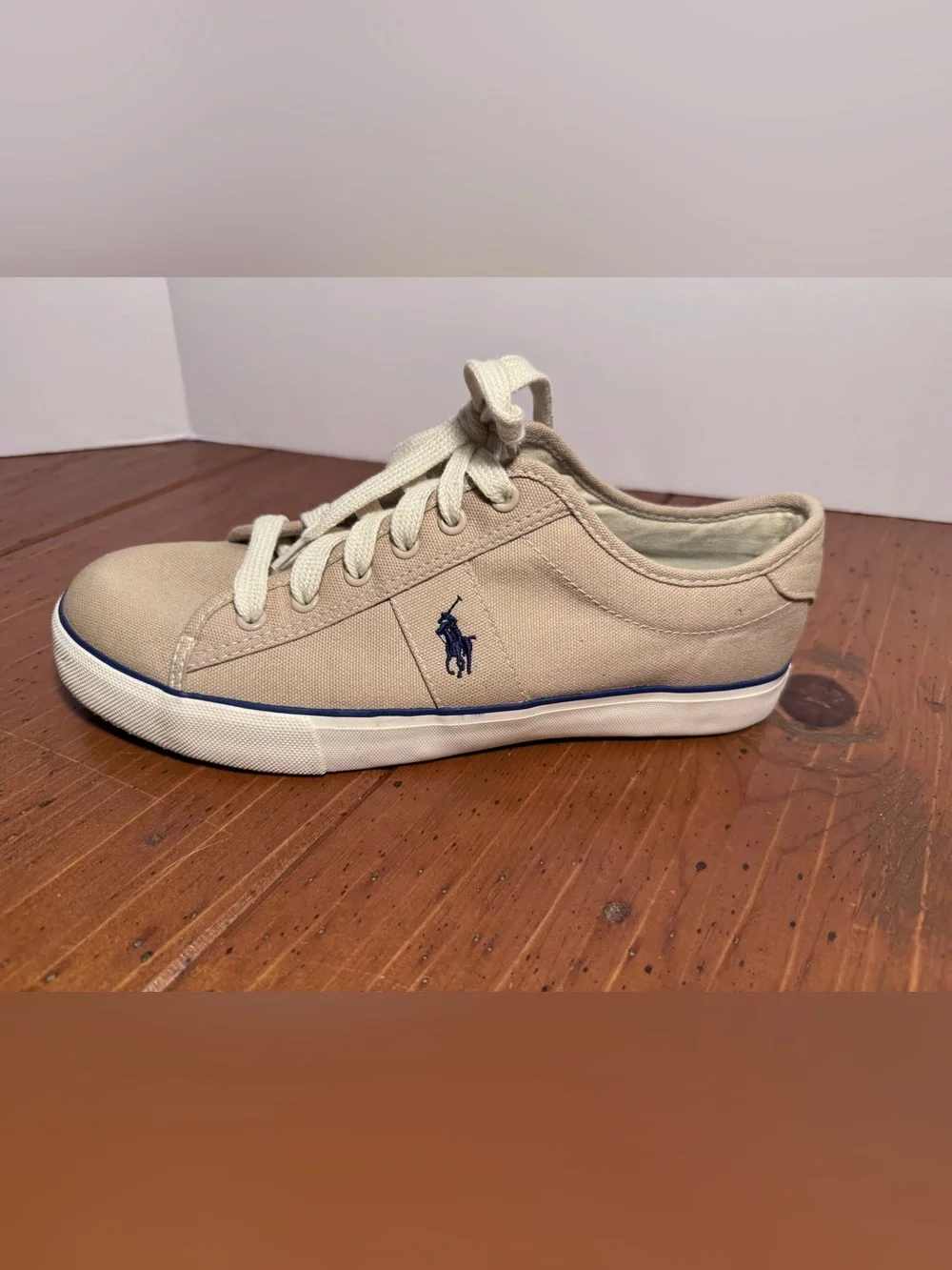 RALPH LAUREN POLO Clifton Khaki Canvas Sneakers/Shoes - Men's Size 9.5D